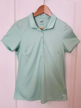 Puma Women’s Mint Green Button-Front Golf Shirt Size Medium